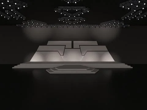 Event empty stage with stairs in front view, projection on the backdrop Stock Illustration