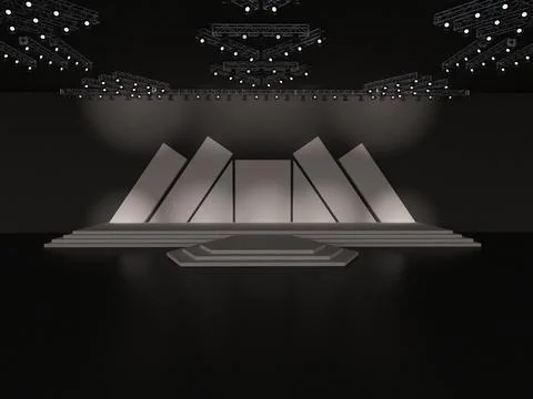 Event empty stage with stairs in front view, projection on the backdrop Stock Illustration