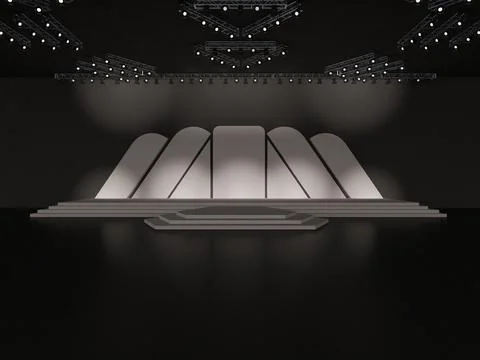 Event empty stage with stairs in front view, projection on the backdrop Stock Illustration