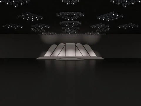 Event empty stage with stairs in front view, projection on the backdrop Stock Illustration