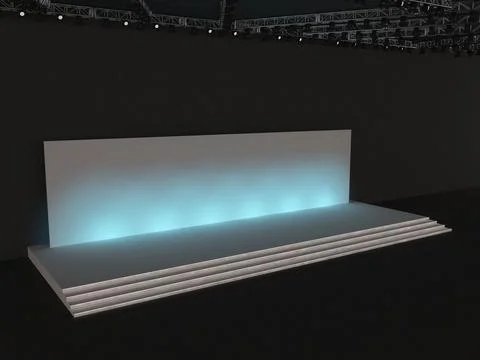 Event empty stage with stairs perspective view, a rectangular screen Illustrazione stock