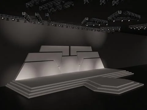 Event empty stage with stairs in perspective view, projection on the backdrop Stock Illustration