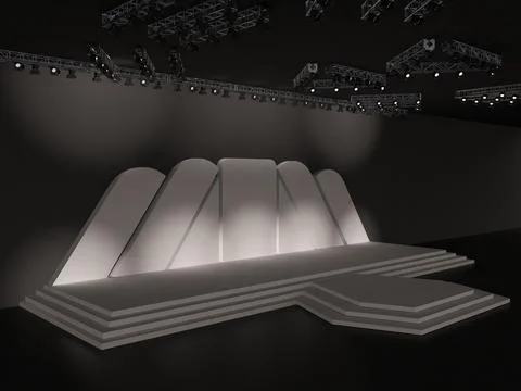 Event empty stage with stairs in perspective view, projection on the backdrop Stock Illustration