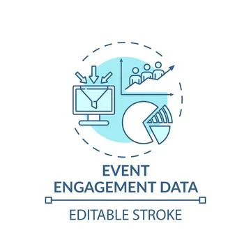 Event engagement data concept icon Stock Illustration