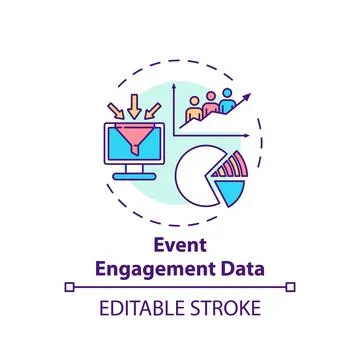 Event engagement data concept icon Stock Illustration