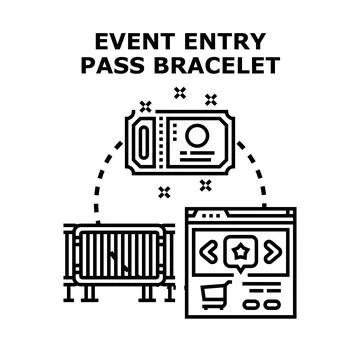 Event entry pass bracelet concept creating access Stock Illustration