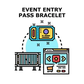 Event entry pass bracelet concept creating access Stock Illustration