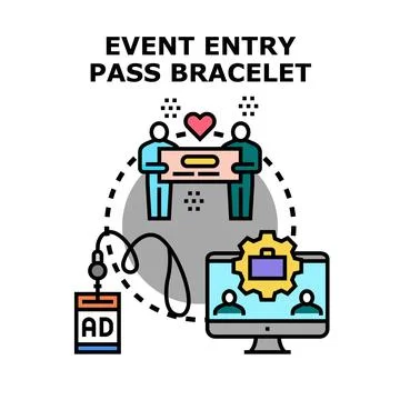 Event entry pass bracelet management system Ilustração Stock