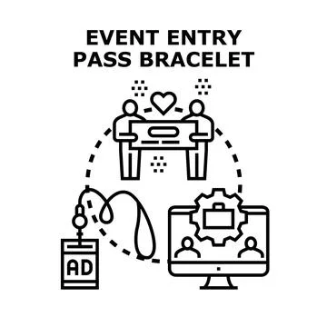Event entry pass bracelet management system Ilustração Stock