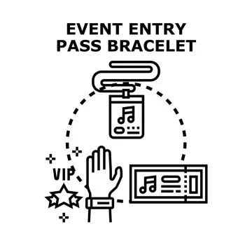 Event entry pass bracelet providing access control Illustrazione stock