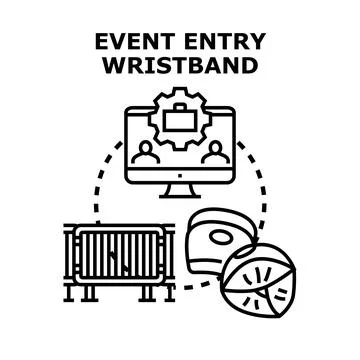 Event entry wristband access control system concept Stock Illustration