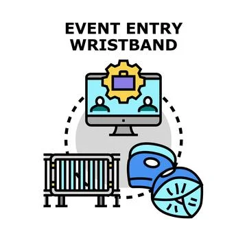 Event entry wristband access control system concept Stock Illustration