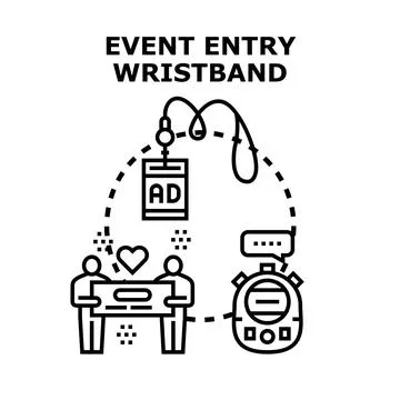 Event entry wristband concept, activity organization Stock Illustration