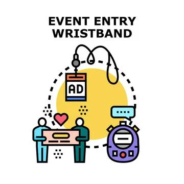 Event entry wristband concept, activity organization Stock Illustration