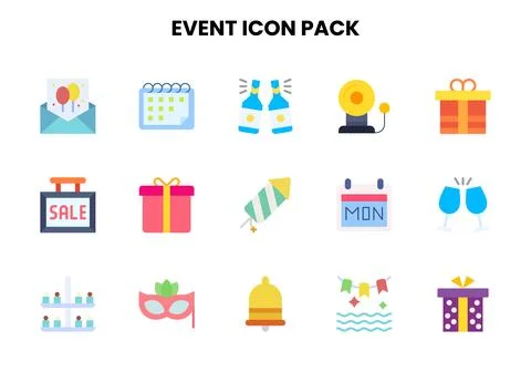 Event Flat Graphics Icons Pack Ilustração Stock