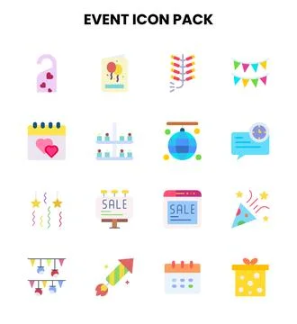 Event Flat Graphics Icons Pack Illustrazione stock