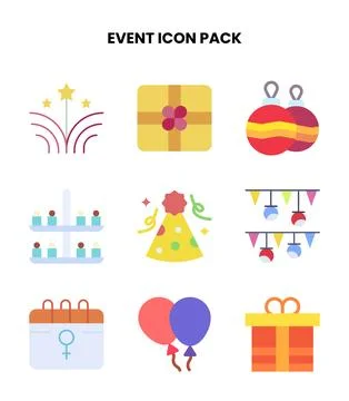 Event Flat Set Icons Pack Stock Illustration