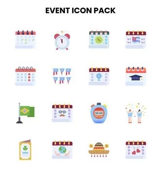 Event Flat SVG Icons Pack Stock Illustration