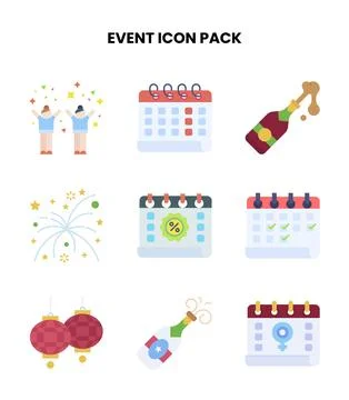 Event Flat SVG Icons Pack Ilustración de archivo