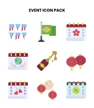 Event Flat UI Icons Pack Stock Illustration