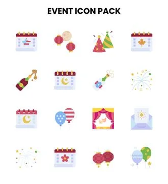 Event Flat Vector Icons Pack Stock Illustration