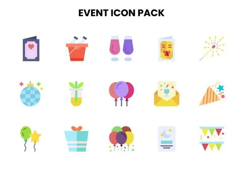 Event Flat Vector Icons Pack Ilustração Stock