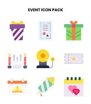 Event Flat Vector Icons Pack 스톡 일러스트