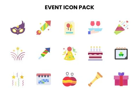 Event Flat Vector Icons Pack 스톡 일러스트