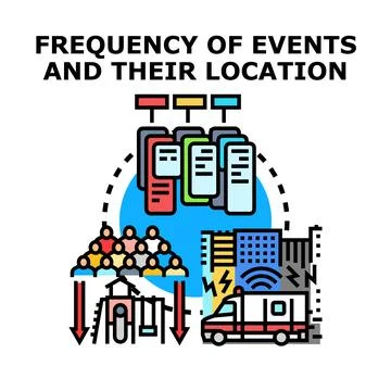 Event frequency and location data analysis Stock Illustration