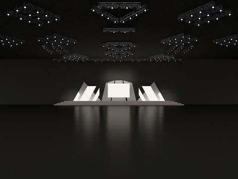 Event futuristic empty stage design with stairs front view. led screen Stock Illustration