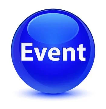 Event glassy blue round button Stock Illustration