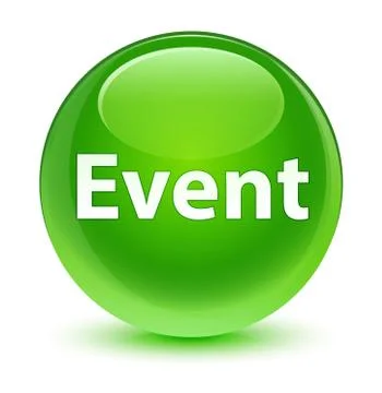 Event glassy green round button Stock Illustration