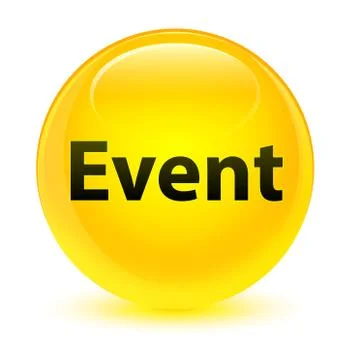 Event glassy yellow round button Stock Illustration