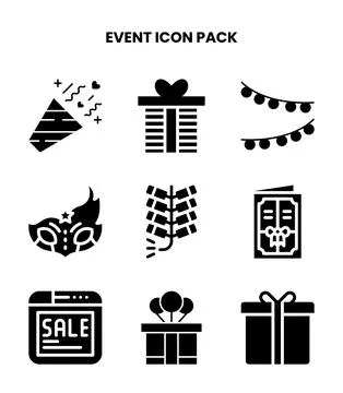 Event Glyph UI Icons Pack 스톡 일러스트