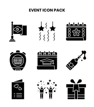 Event Glyph Vector Icons Pack Ilustração Stock