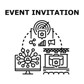 Event invitation planning connecting audience strategy Stock Illustration