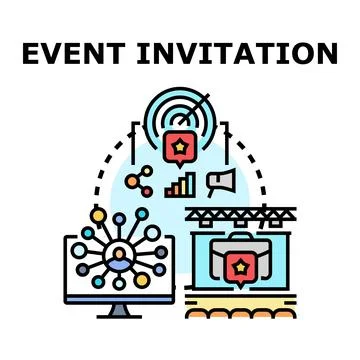 Event invitation planning connecting audience strategy Stock Illustration