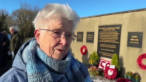 Event at Kingsmill Memorial Wall to mark the 50th anniversary of the Kingsmill  Stock Footage 325721726