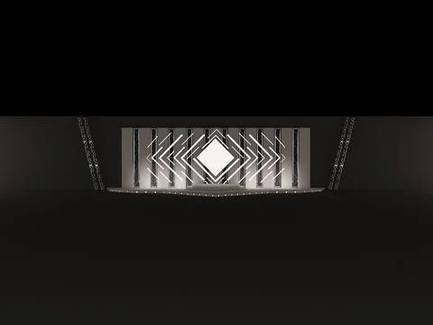 Event large white stage with a large square projection screen front view Stock Illustration