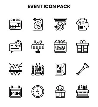 Event Line Bundle Icons Pack Stock Illustration
