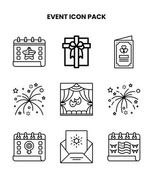 Event Line Design Icons Pack Stock Illustration