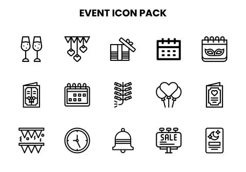 Event Line Design Icons Pack Stock Illustration