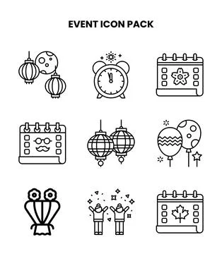 Event Line Design Icons Pack 스톡 일러스트
