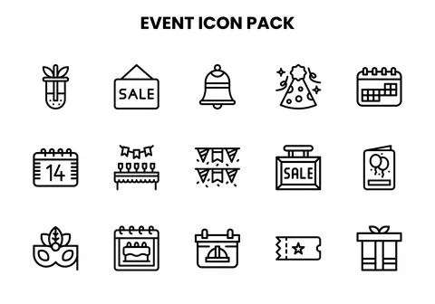 Event Line Graphics Icons Pack Stock Illustration