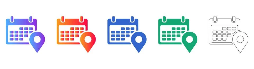 Event Location and Appointment Scheduling Icons Collection Stock Illustration