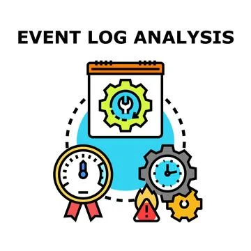 Event log analysis data management monitoring process Illustrazione stock