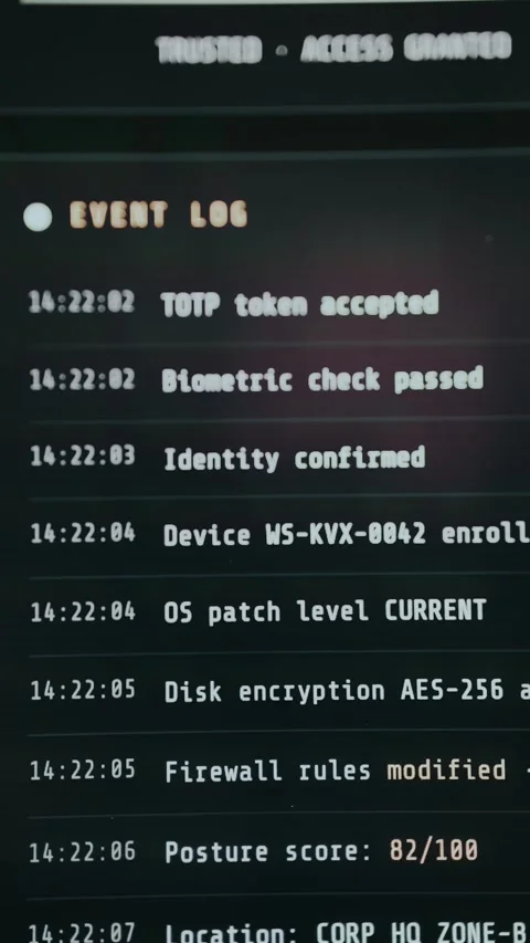 Event Log displaying sequences of security checks Stock Footage 334391719