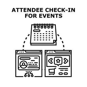 Event management system for attendee check in and registration Ilustração Stock