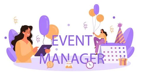 Event manager typographic header. Celebration or meeting Stock Illustration