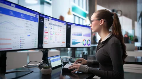 Event Manager Working On A Computer Stock Footage 343887392